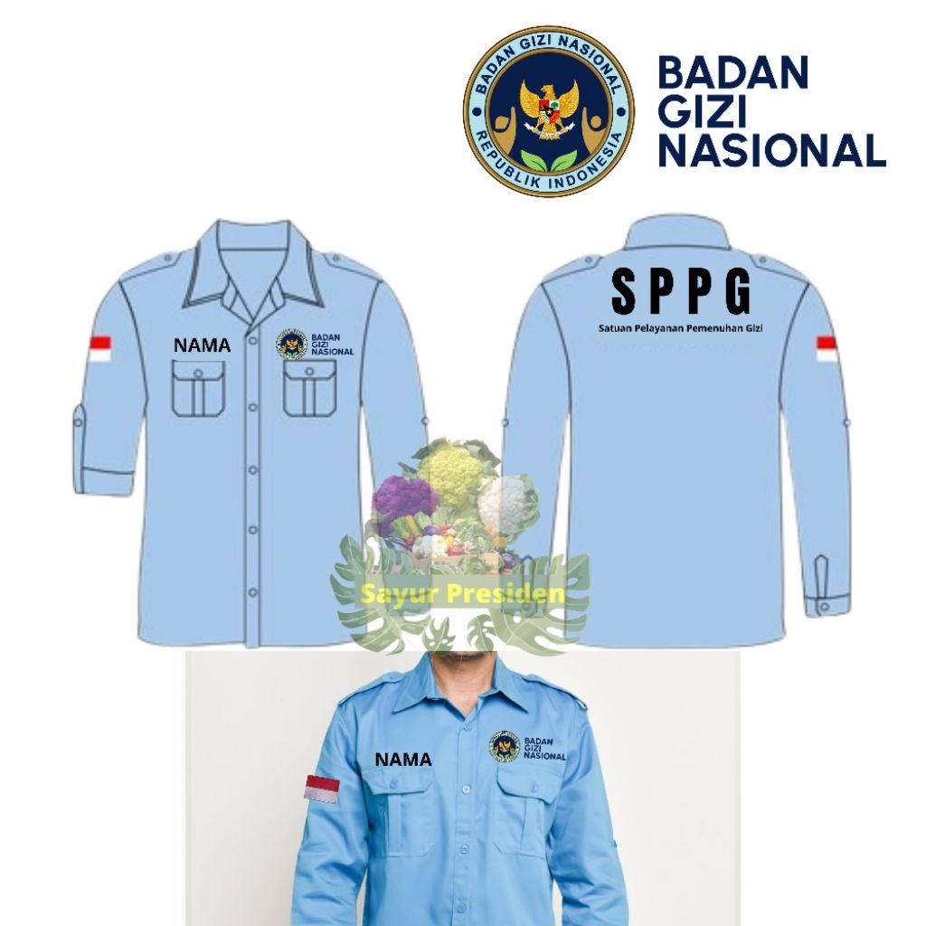 KEMEJA BIG SIZE SPPG Shirt /BiG size SPPG ชุดเครื่องแบบ / BGN Kmeja / pDh BGN / เสื้อ bgn / ชุด bgn 