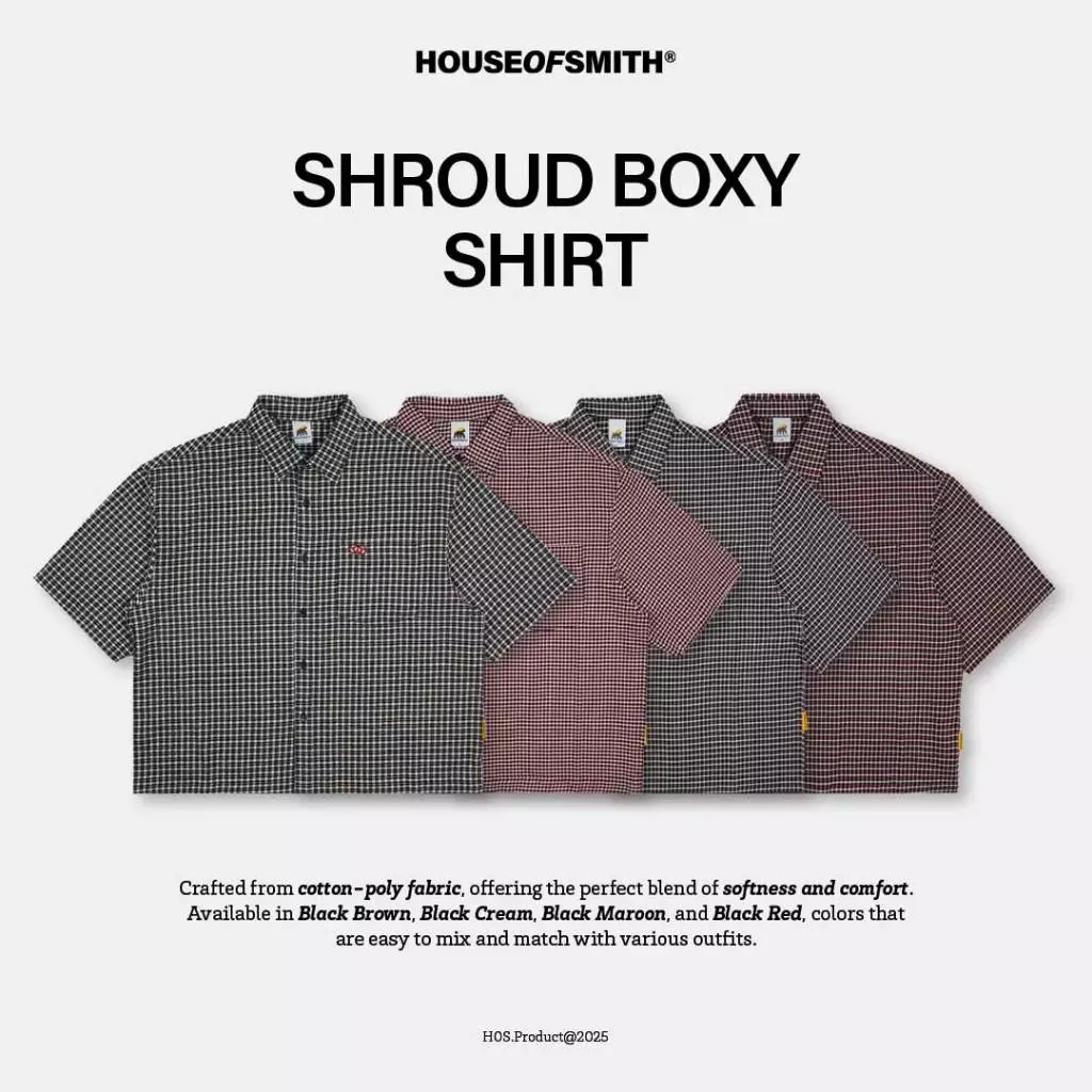KEMEJA House of Smith BJM Mens Boxy Flannel Shirt - Shroud Boxy Shirt - Flannel Short Boxy