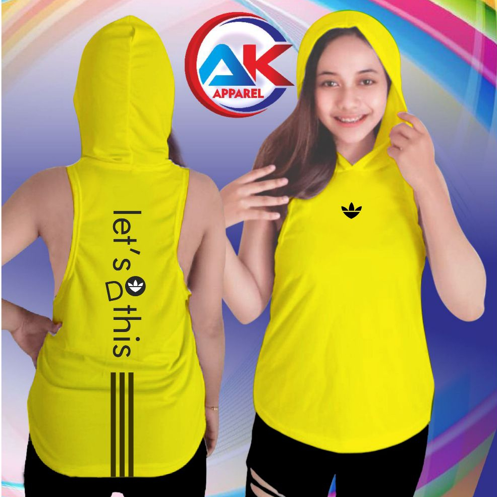 เสื้อกล้ามมีฮู้ดผู้หญิง เสื้อผ้ายิมกีฬาฟิตเนสยิม WOMENS SINGLET