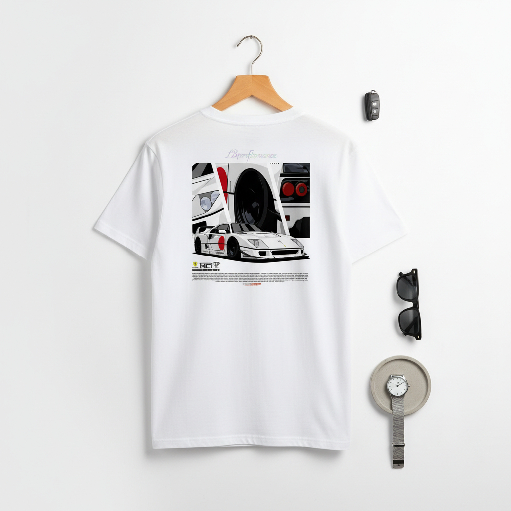KRMK เสื้อยืด Unisex Distro เสื้อรถภาพ FERRARI F40 LBWK LIBERTY WALK โฮโลแกรม
