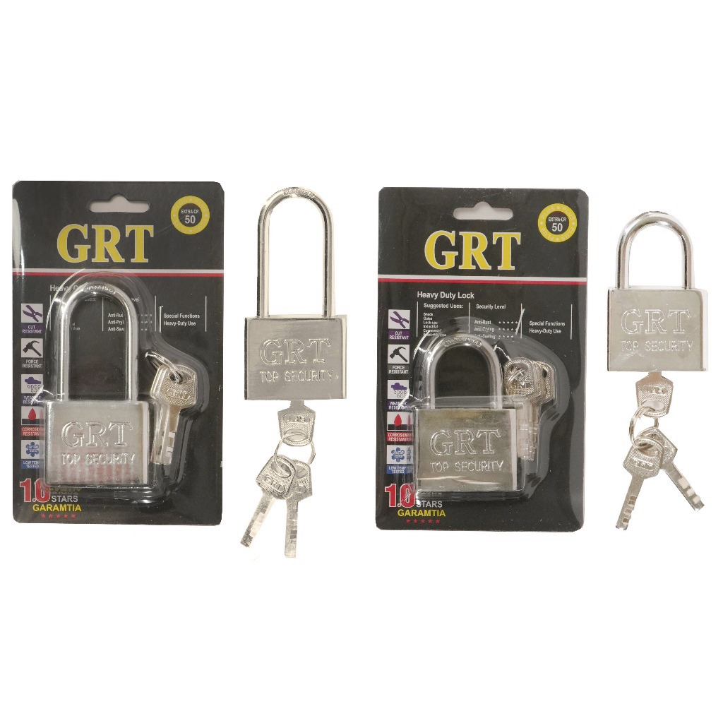 GRT Square Padlock ขนาด 30 มม. [S] คอสั้น Chrome Blister Anti-Rust Anti-Theft + 3 ชิ้น Keys