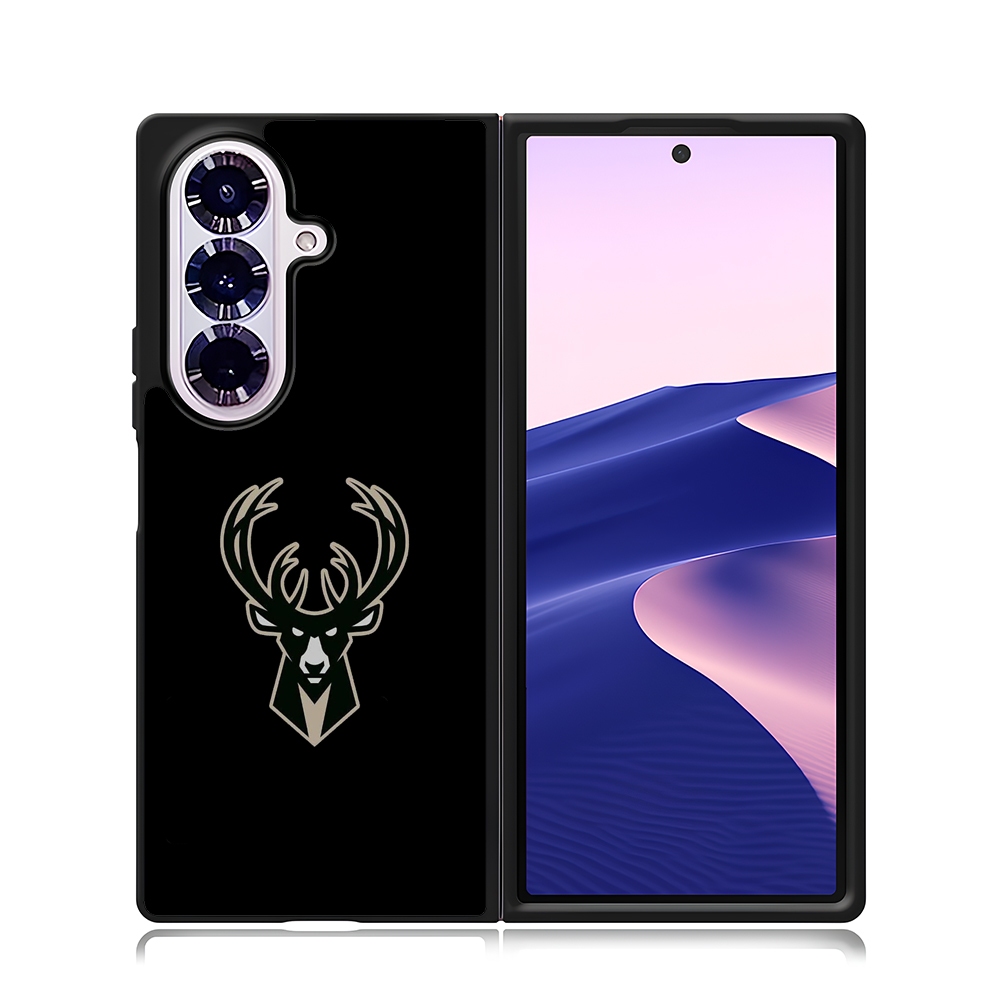เคส เคส Samsung Z Fold 7 6 5 4 3 Z Flip 7 6 5 4 3 5G โทรศัพท์ Milwaukee Bucks สีดํา