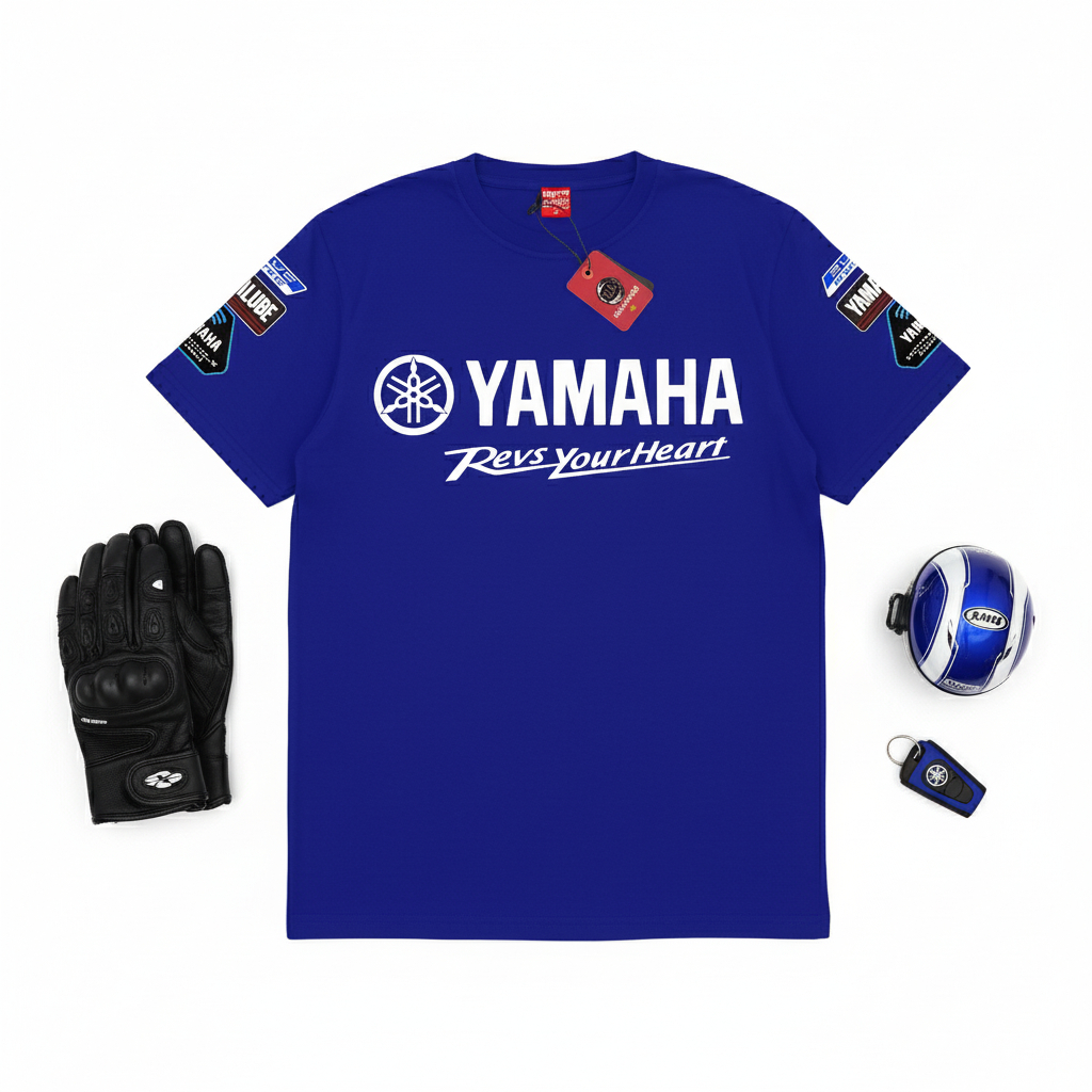 GILAN Yamaha Racing Revs Your Heart เสื้อยืดรถจักรยานยนต์ Sport Distro Cotton Combed 24s Premium Blue