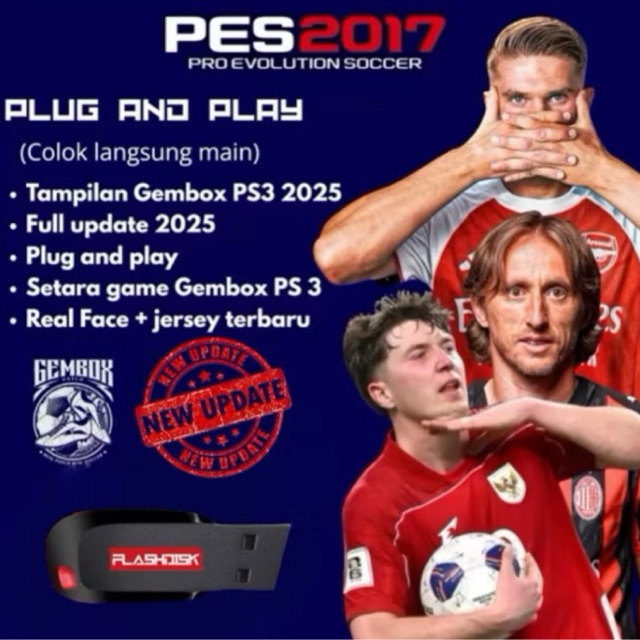 New Flash Disk เกมฟุตบอลล่าสุด Pes 2017 Update 2025 สําหรับพีซีและแล็ปท็อป 64 GB