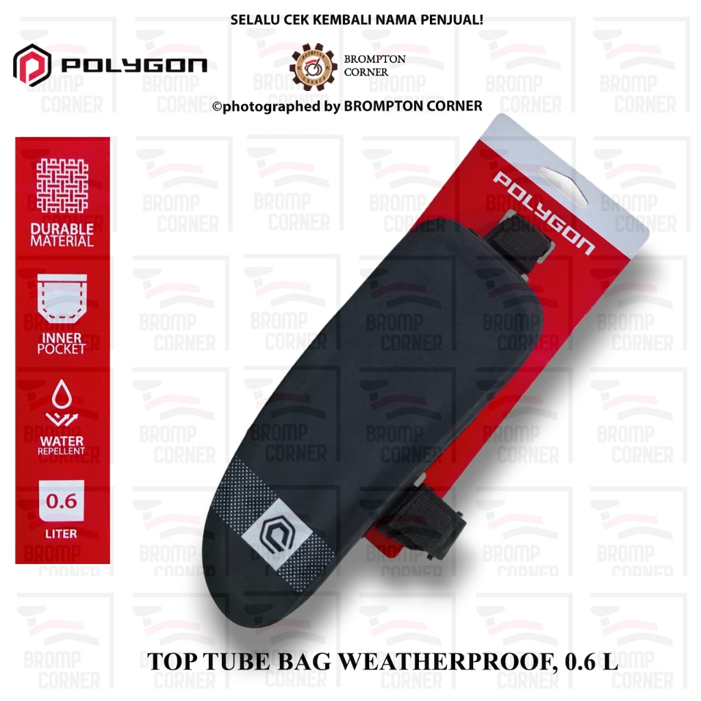 Polygon Top Tube Bag Bicycle Weatherproof 0.6 L - สีดํา