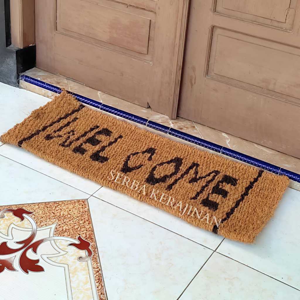 Kesad Tapas พรมเช็ดเท้าใยมะพร้าวบาง Anti-Snake Palm Fiber พรมเช็ดเท้ายินดีต้อนรับพรมเช็ดเท้าเส้นใยมะพร้าว 95x50x2 ซม. คุณภาพสูงสุด