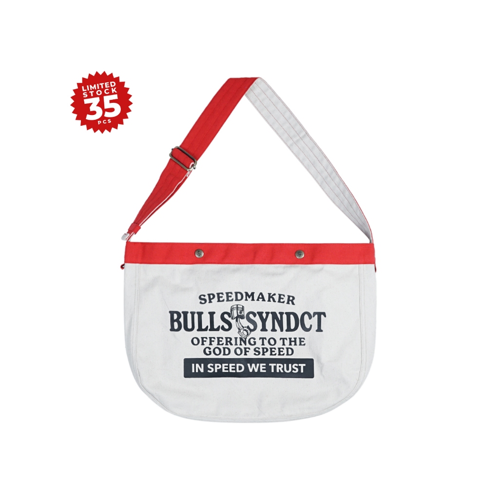 กระเป๋าหนังสือพิมพ์ BULLS SYNDICATE FANGIO สีขาว สีแดง