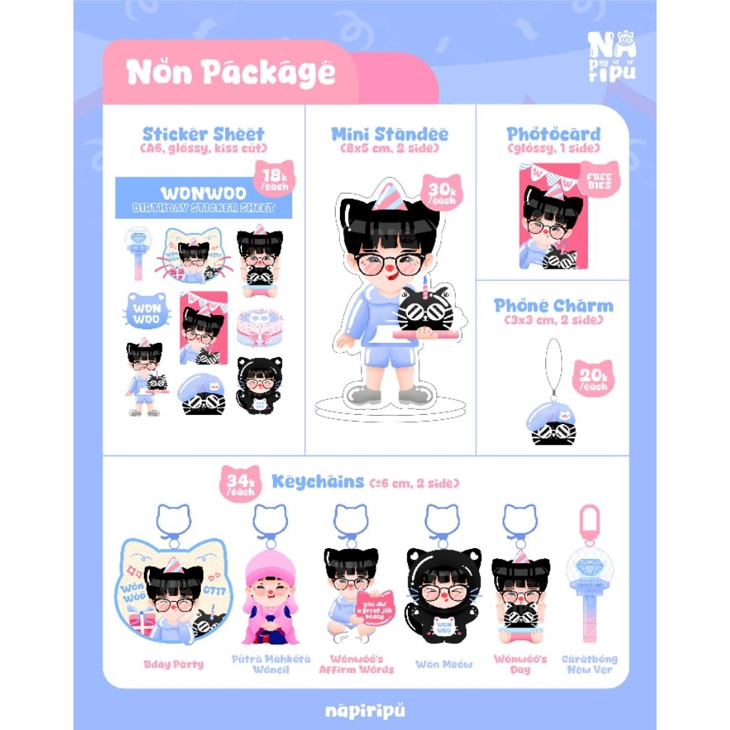 Wonwoo Birthday Non Package | พวงกุญแจ สแตนดี้จิ๋ว แผ่นสติ๊กเกอร์ ห้อยโทรศัพท์ โดย นริปู