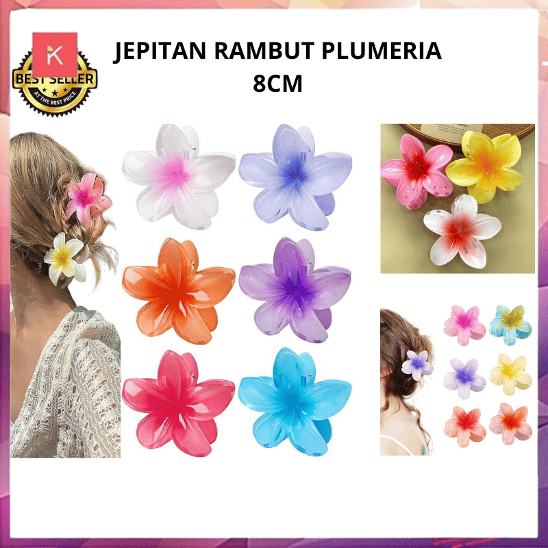 กิ๊บติดผมผู้หญิง ANG พร้อมดอกไม้พลัม MOTIF 8CM