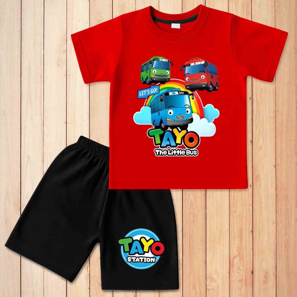 Distro T-shirt Suit for Boys and Girls Premium 1 - 10 years c black bus tayo 2