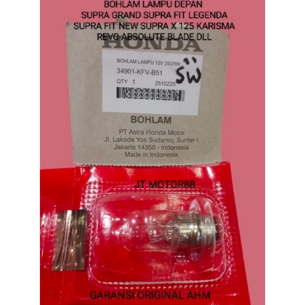 SUPRA X GRAND WIN PRIMA HEADLIGHT หลอดไฟ SUPRA X 125 KARISMA REVO ABSOLUTE BLADE ORIGINAL 34901 KFV 