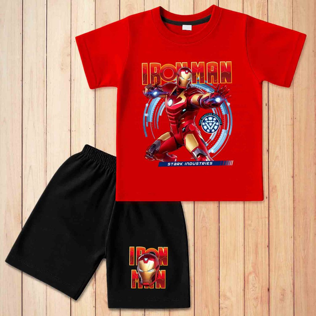 Distro ชุดเสื้อยืดสําหรับเด็กชายและเด็กหญิง Premium 1 - 10 ปี c black iron man 1