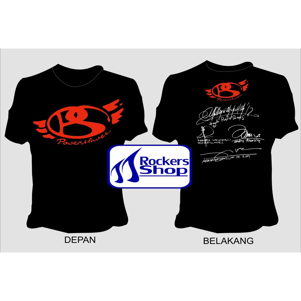 POWER SLAVES เสื้อยืดโลโก้เก่าป้าย HEYDI IBRAHIM ANWAR FATHILLAH WIWIEX SOEDARNO ANDRY FRANZY SLAVES