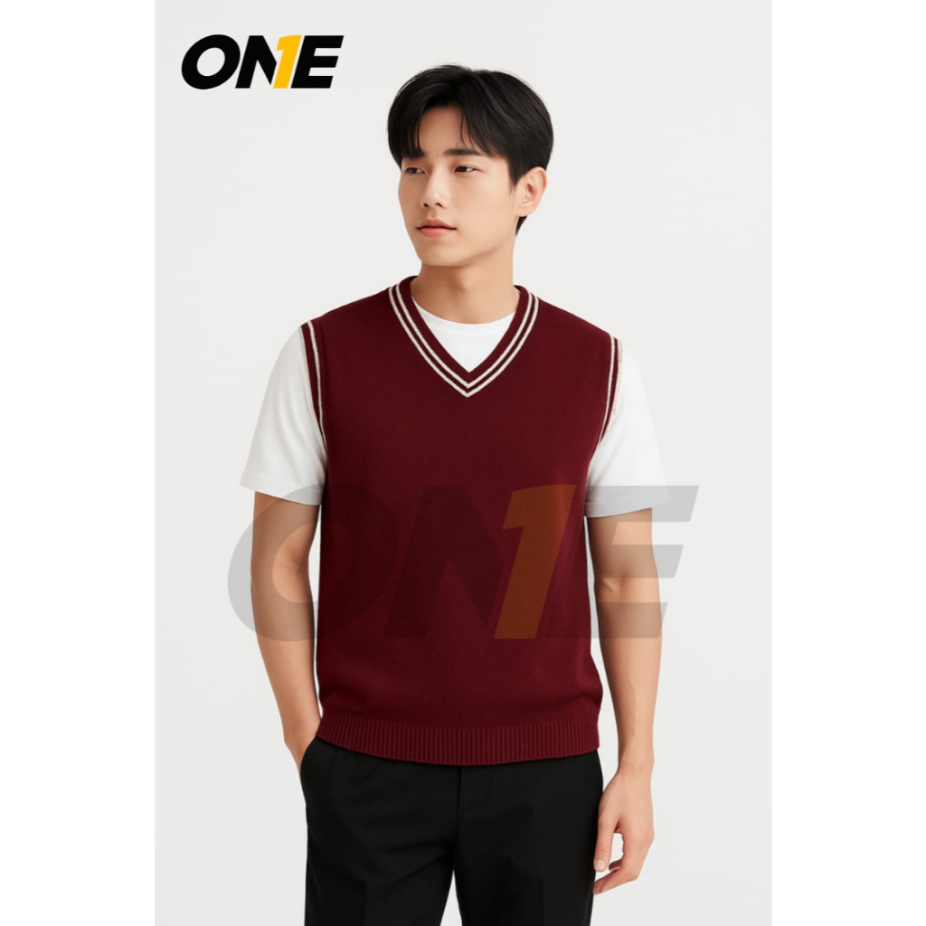 Strip เสื้อกั๊กไหมพรม หนา unisex premium Knit Top เสื้อกั๊กสไตล์เกาหลี เสื้อกั๊กแฟชั่น