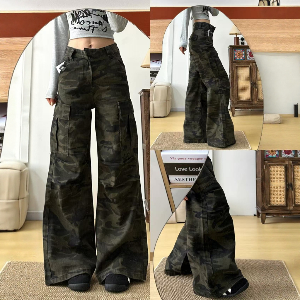 YOYO - Cagro Jeans Womens Camouflage Baggy Jeans Street style Premium Womens Highwaist Jeans