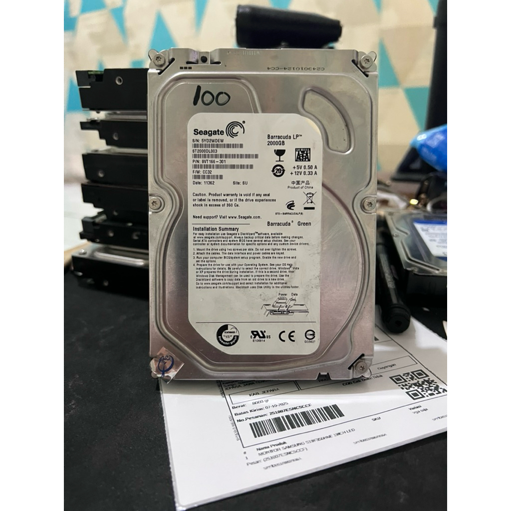 2TB sata pc/cctv hdd พร้อมใช้งานเหมือนใหม่และรับประกัน