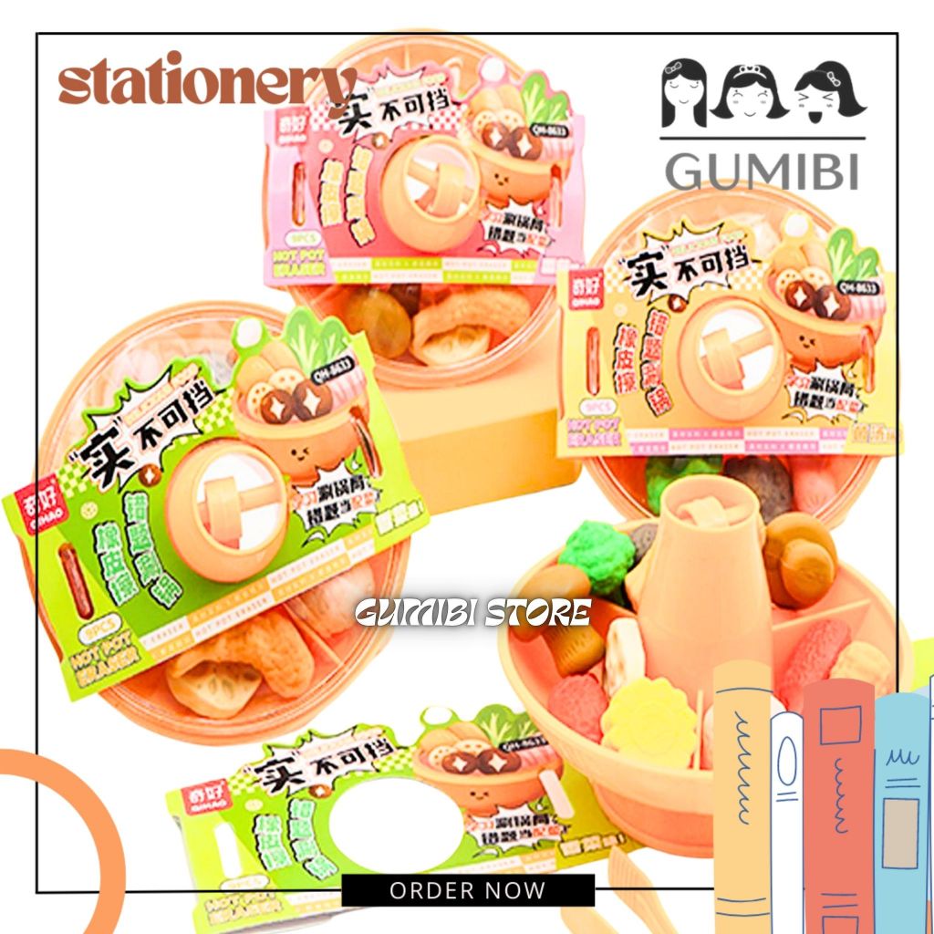 HOTPOT ERASER ของเล่นฟรี BOWL ERASER STIP ERASER 3D ขนาดเล็ก PENCIL ERASER TOMYUM MALA จีน MOTIF