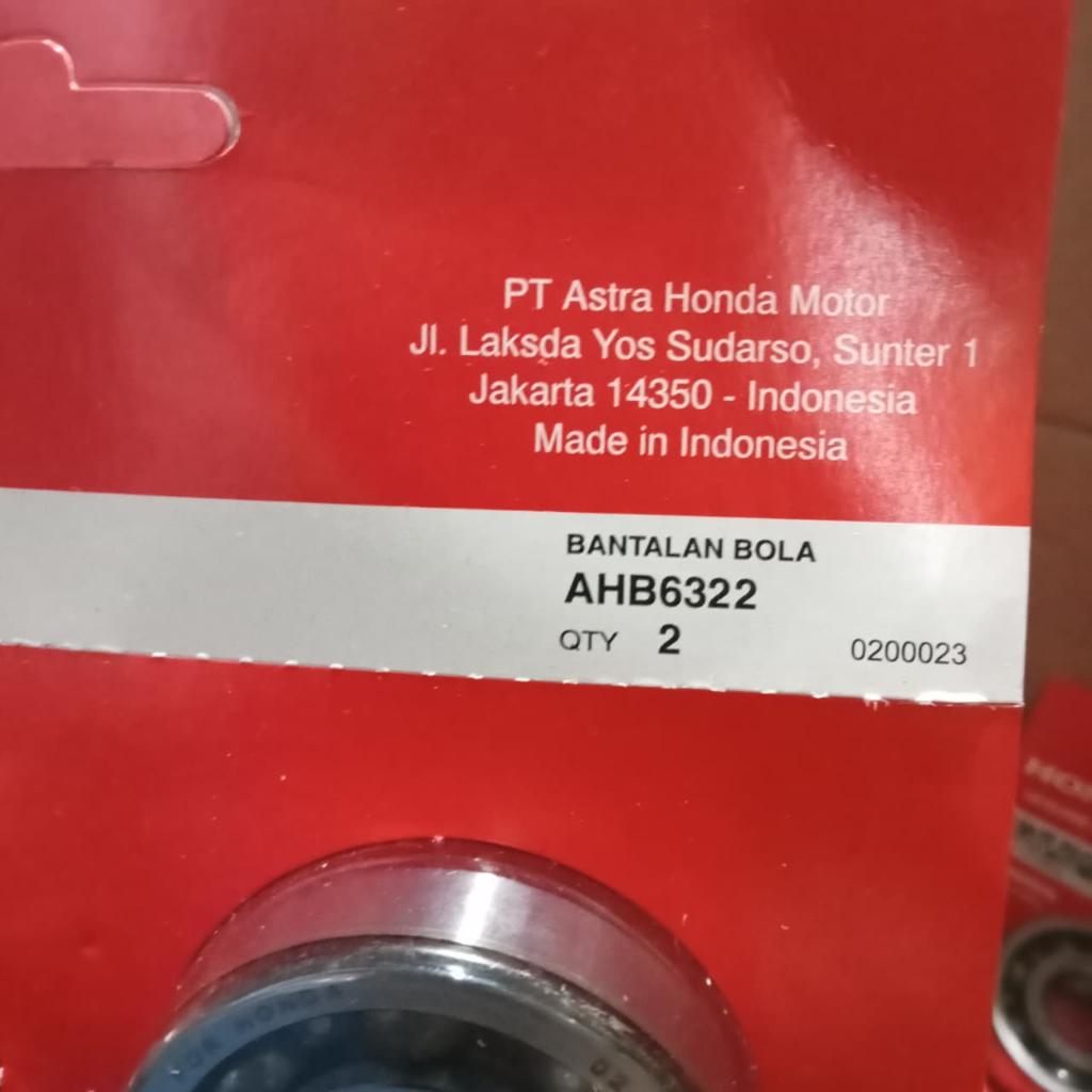 (AHM) ชุดแบริ่ง 6322 Original Honda อะไหล่แท้ Laher, แบริ่งเพลาข้อเหวี่ยงชุด 6322 Honda Kharisma