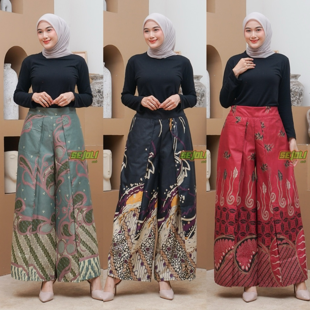 HIGHWAIST CULOT BATIK LAYER PANTS สําหรับผู้หญิงผู้ใหญ่