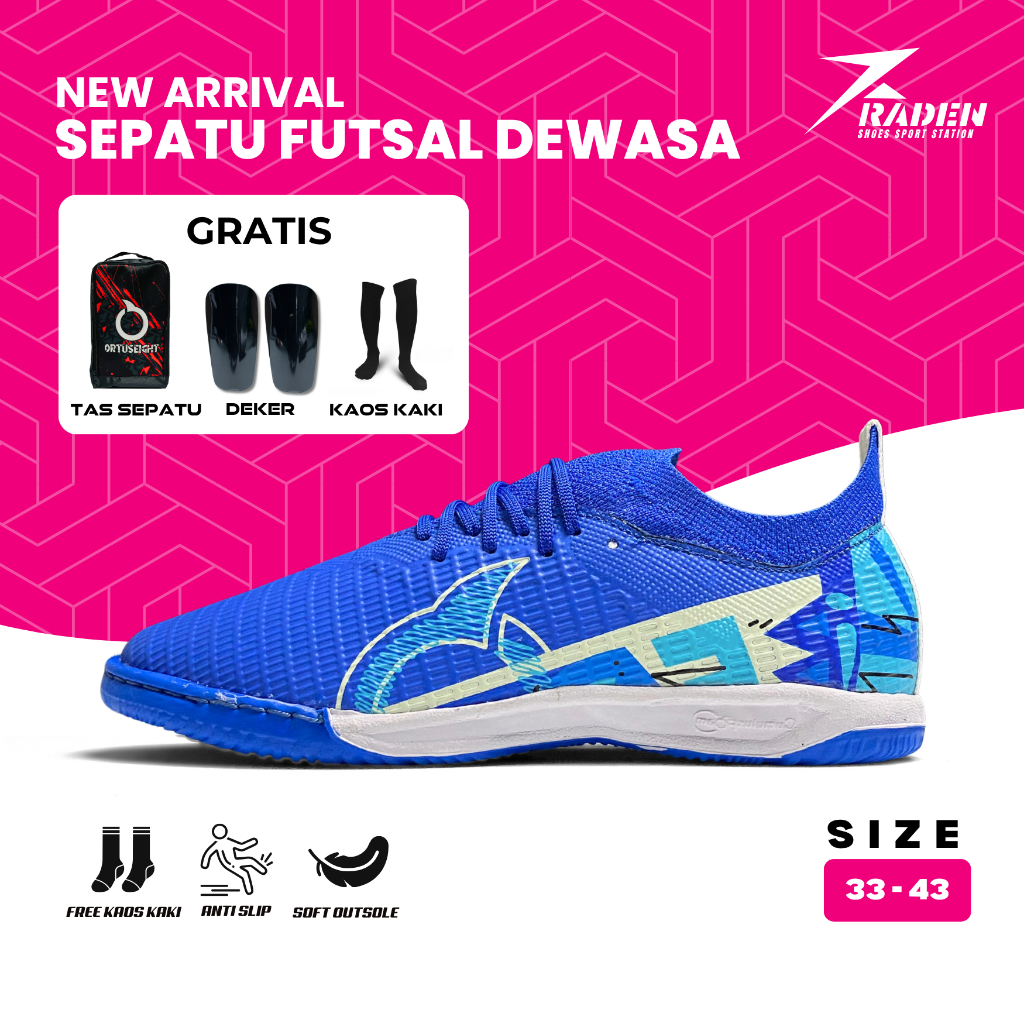 แพ็คเกจสมบูรณ์ - ORT CATALYST LIBERTE V4 FG FUTSAL BOOTS WHITE BLUE คุณภาพสูง