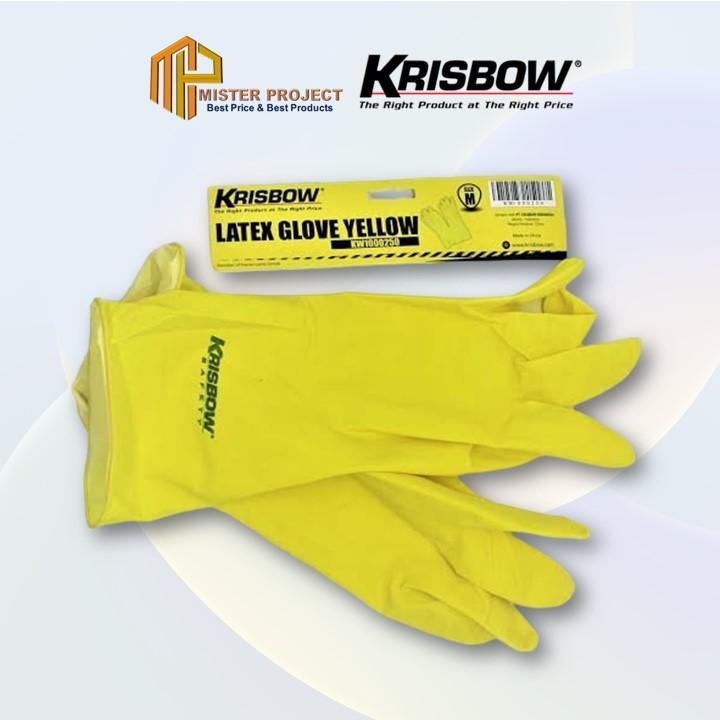 KRISBOW YELLOW Latex Work Gloves/GLOVE Latex YELLOW (M) - ถุงมือนิรภัย