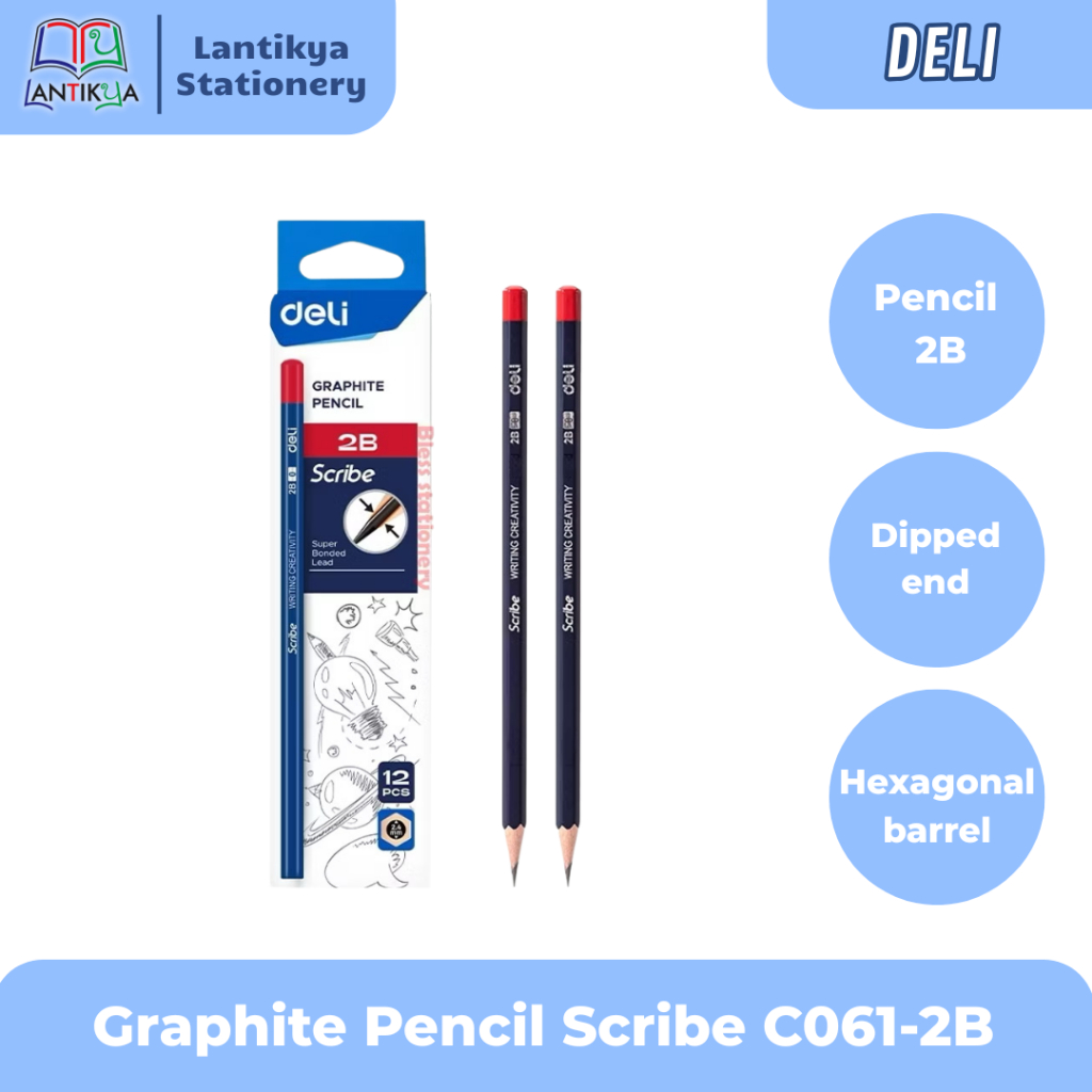 Deli Graphite Pencil C061-2B Scribble / Deli Pencil 2B / ดินสอสอบ