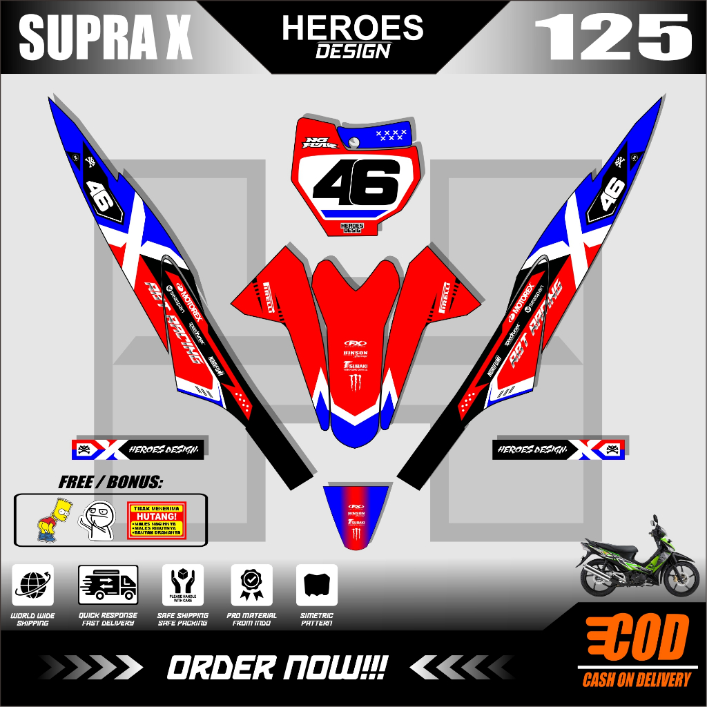 RBT/GTX SUPRA X 125 สติ๊กเกอร์, ล่าสุดดัดแปลง RBT เป็ดรถจักรยานยนต์ Striping สติกเกอร์, SUPERMOTO YZ