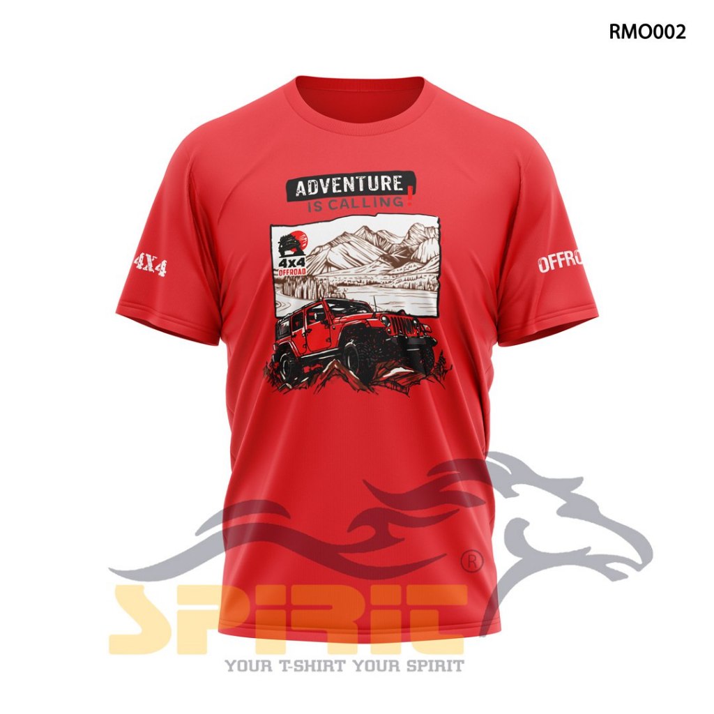 ชายเสื้อออฟโร้ดแขนสั้นผจญภัย 4x4 Cool Jeep Car Distro Cotton Combed 24s Jumbo