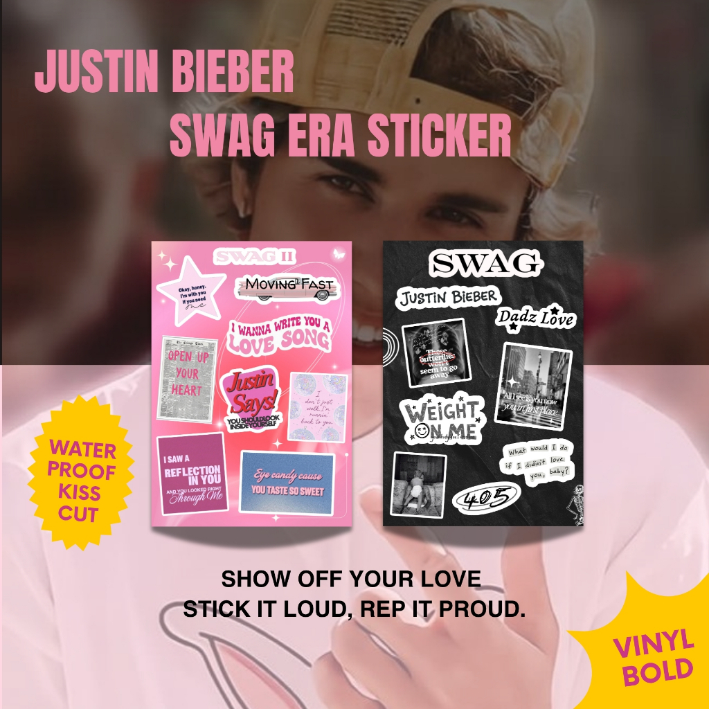 ชุดสติ๊กเกอร์ Justin Bieber Swag Era – ไวนิลกันน้ํา Kiss Cut