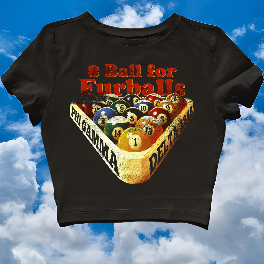 CROP TOP 8 BALL สําหรับ FURBALLS | วงดนตรีโลหะ ROCK MUSIC | เกรปฟรุต | เสื้อครอปสายฝอ | CROP TEE SLI