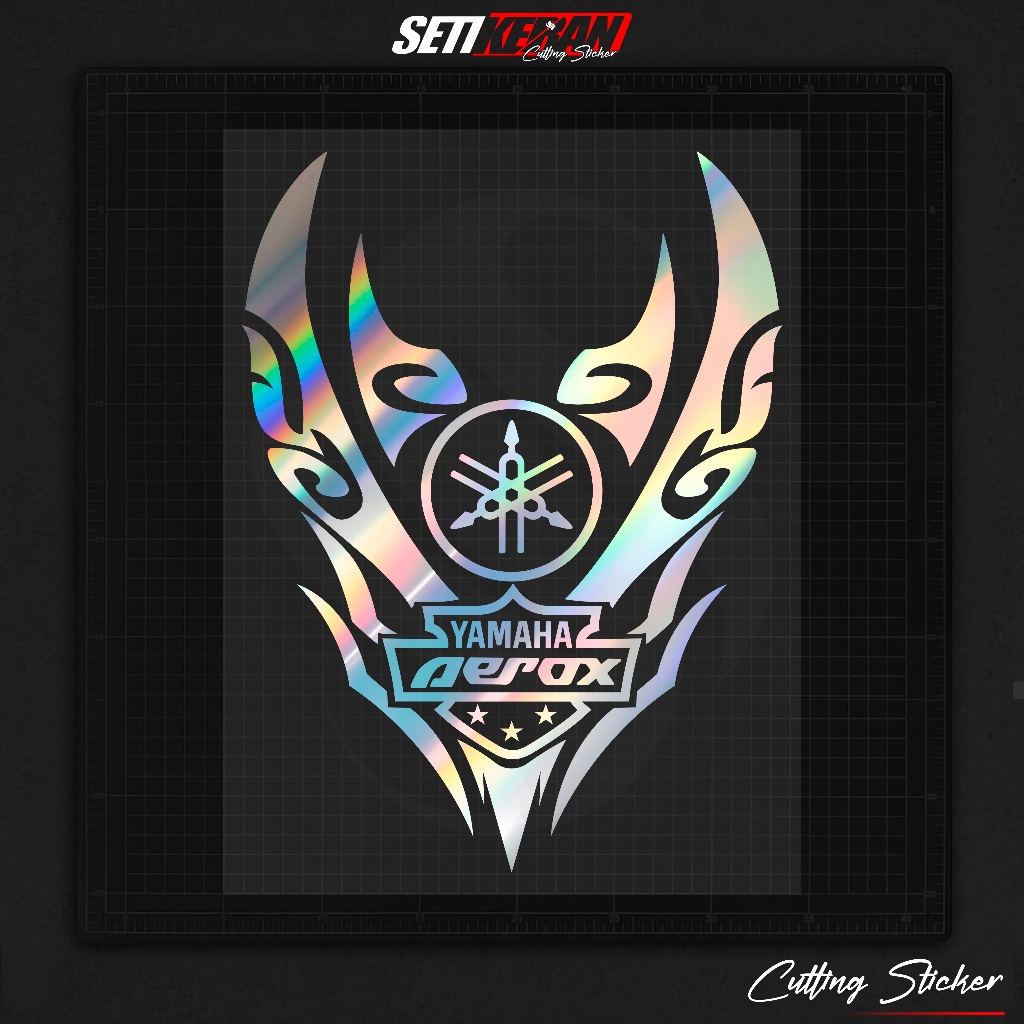 Ready Cutting AEROX Motorcycle Visor Sticker / AEROX Universal Hologram Sticker Cool Embossed Windsh