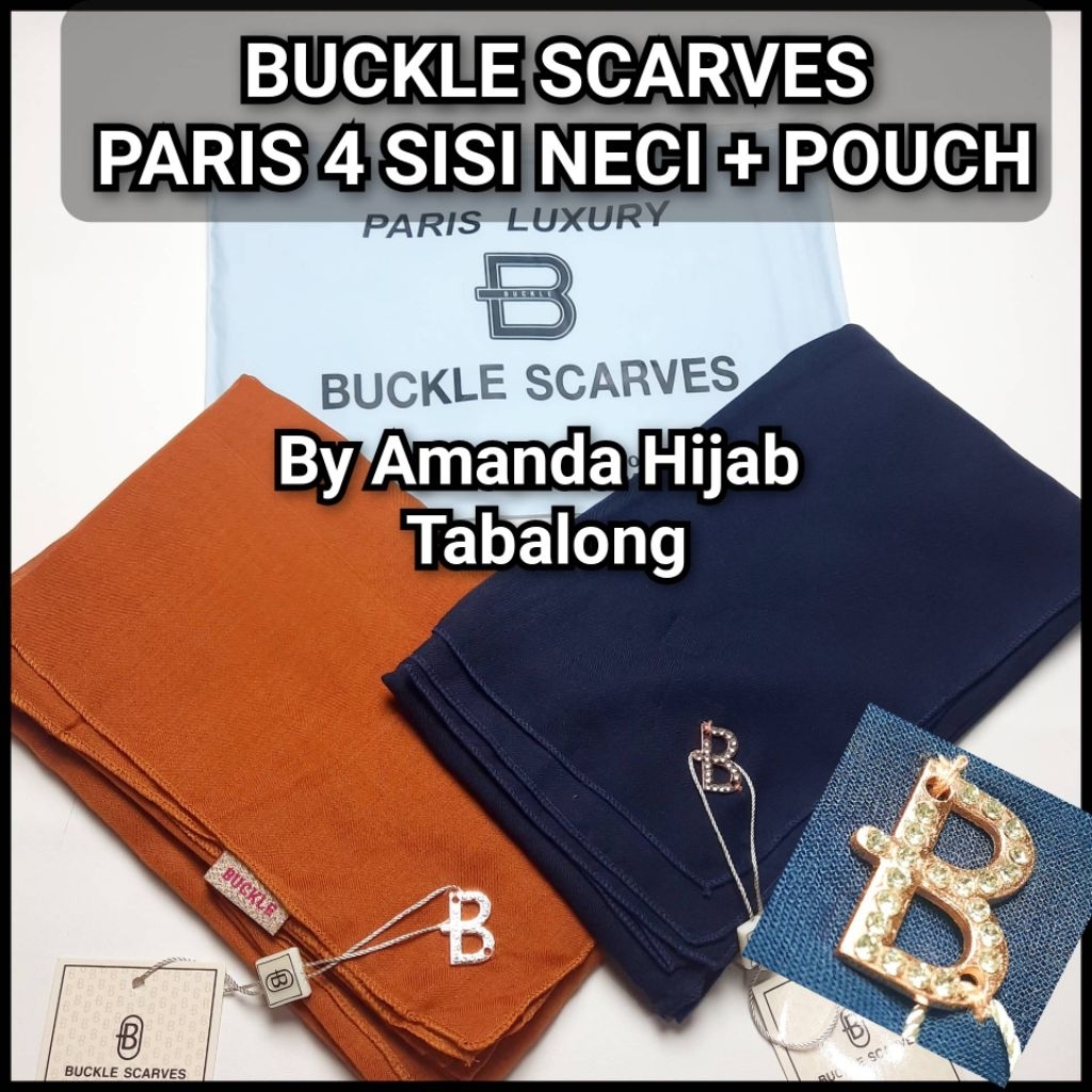 Paris Hijab 4 ด้าน neci BUCKLE SCARVES PLAIN PLATE B SWAROVSSKY PACKING POUCH/ Old school Paris/Pari