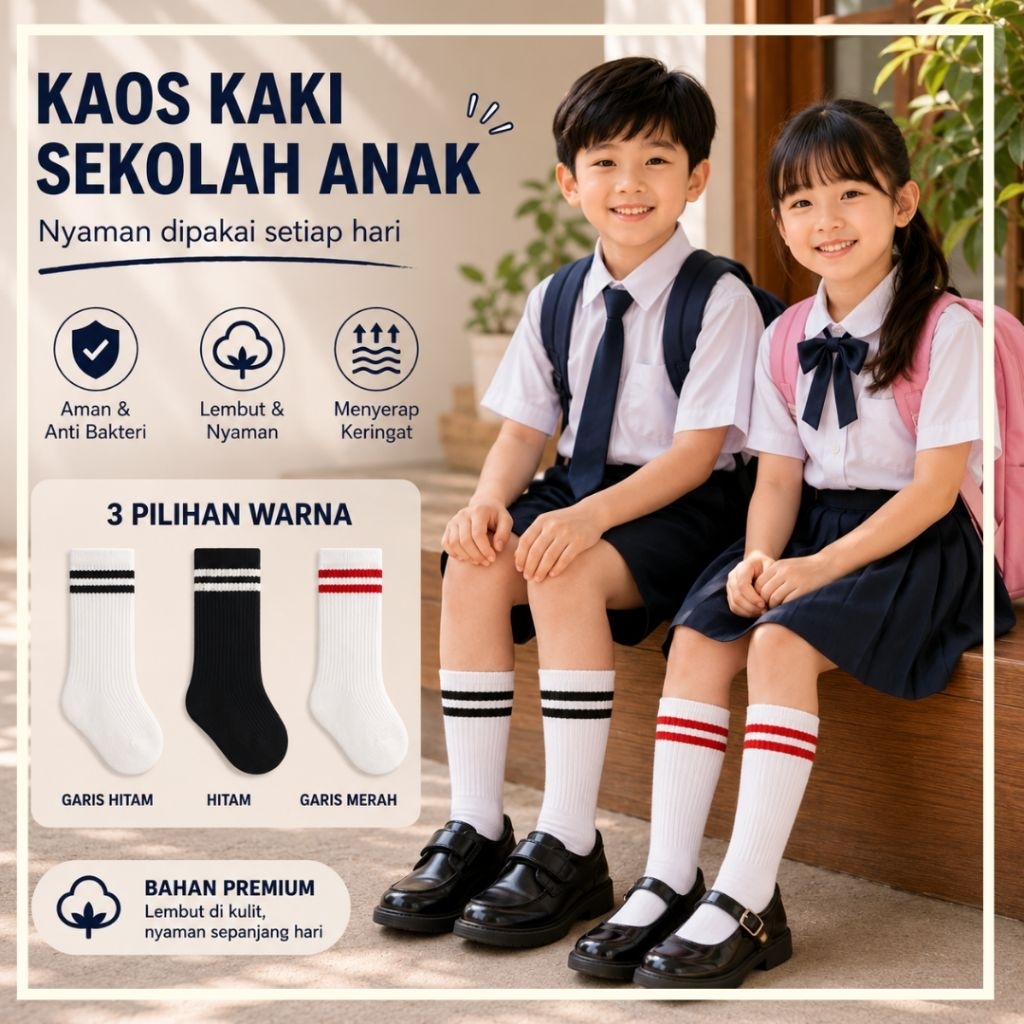 Nanaa Kids Premium Childrens School Socks Old School Long Childrens School Socks NMO-02