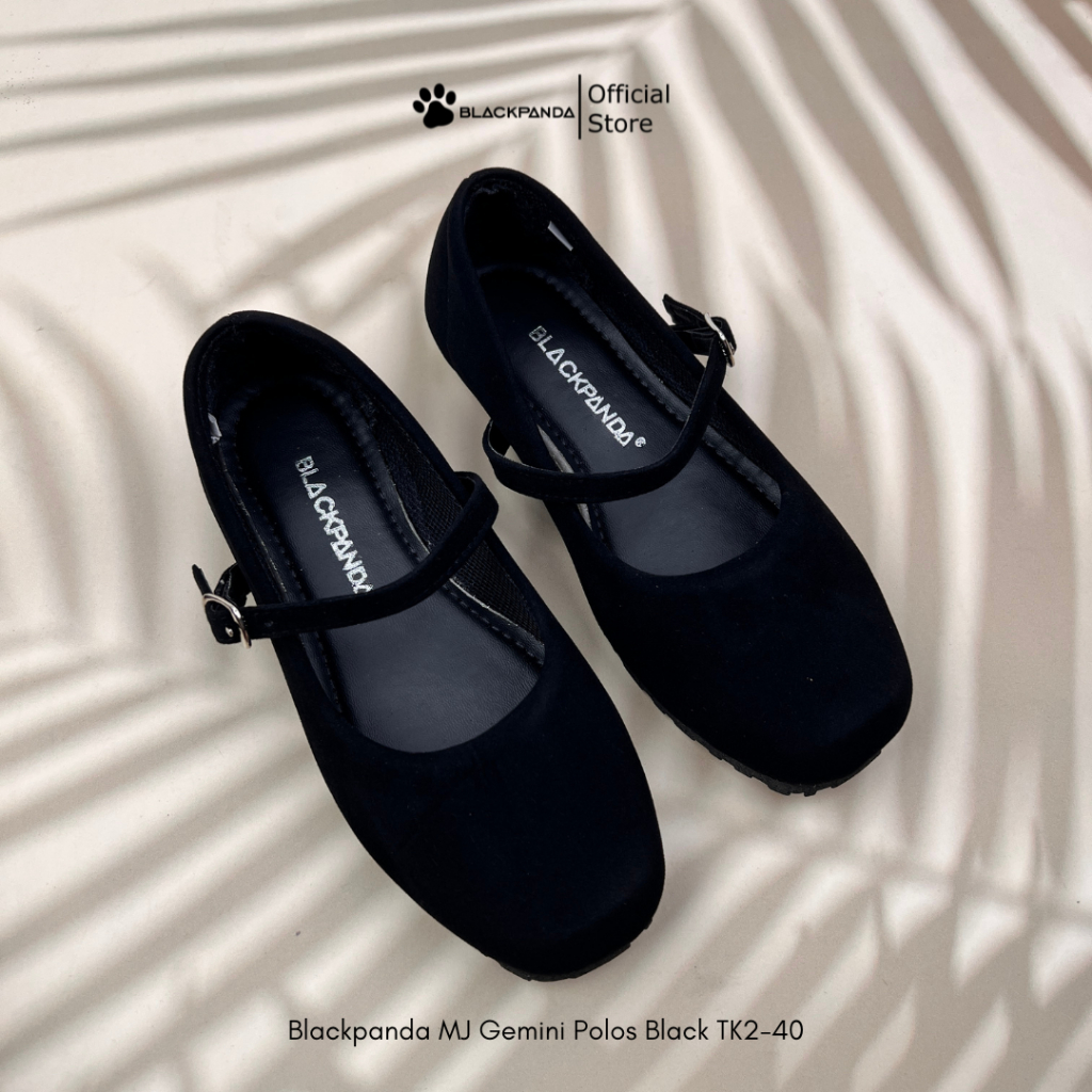 Blackpanda MJ Gemini Plain Black TK2-40 MaryJane สําหรับเด็ก ไซส์ 32-36 กันลื่นสบาย