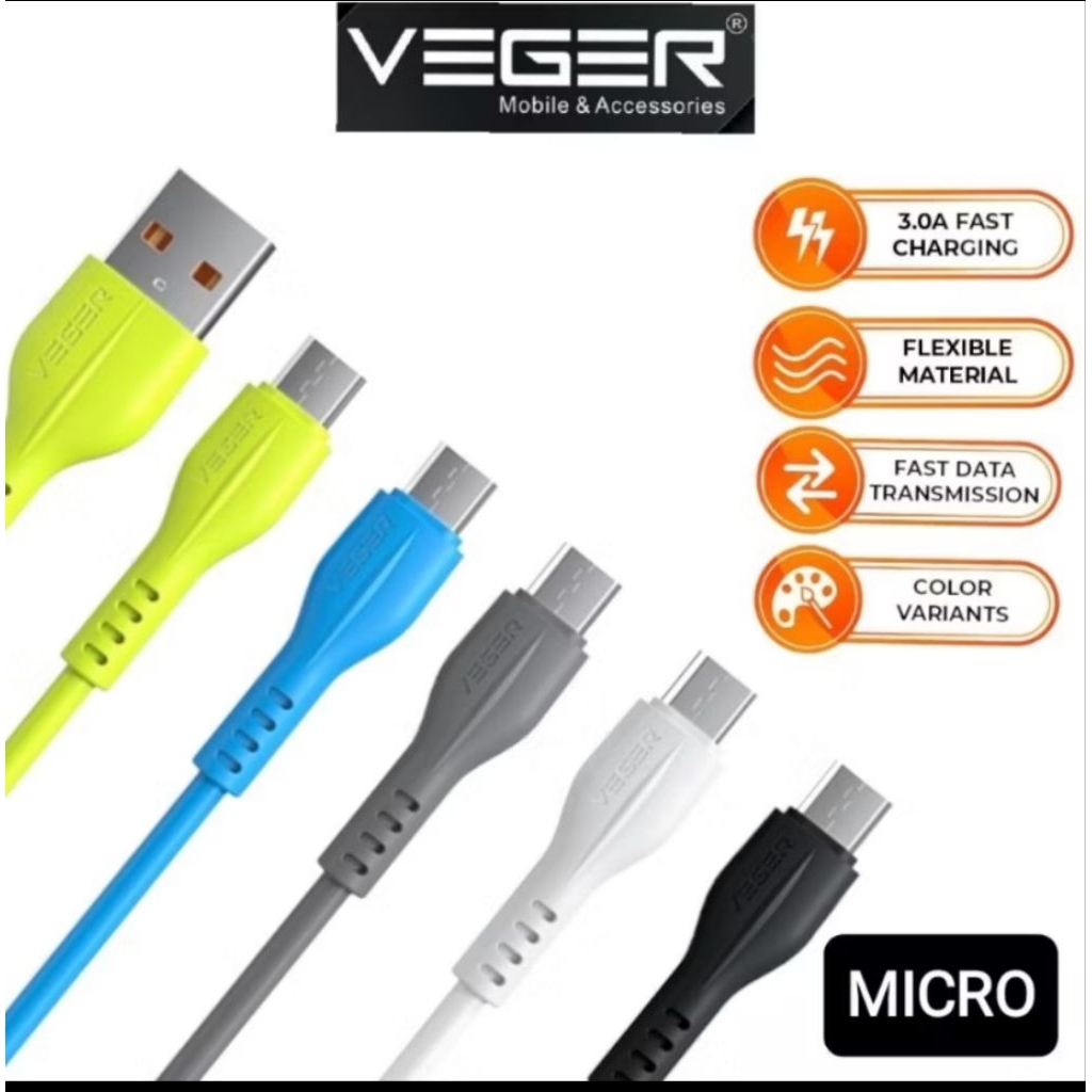 VEGER สีสายเคเบิลข้อมูล Micro V-107