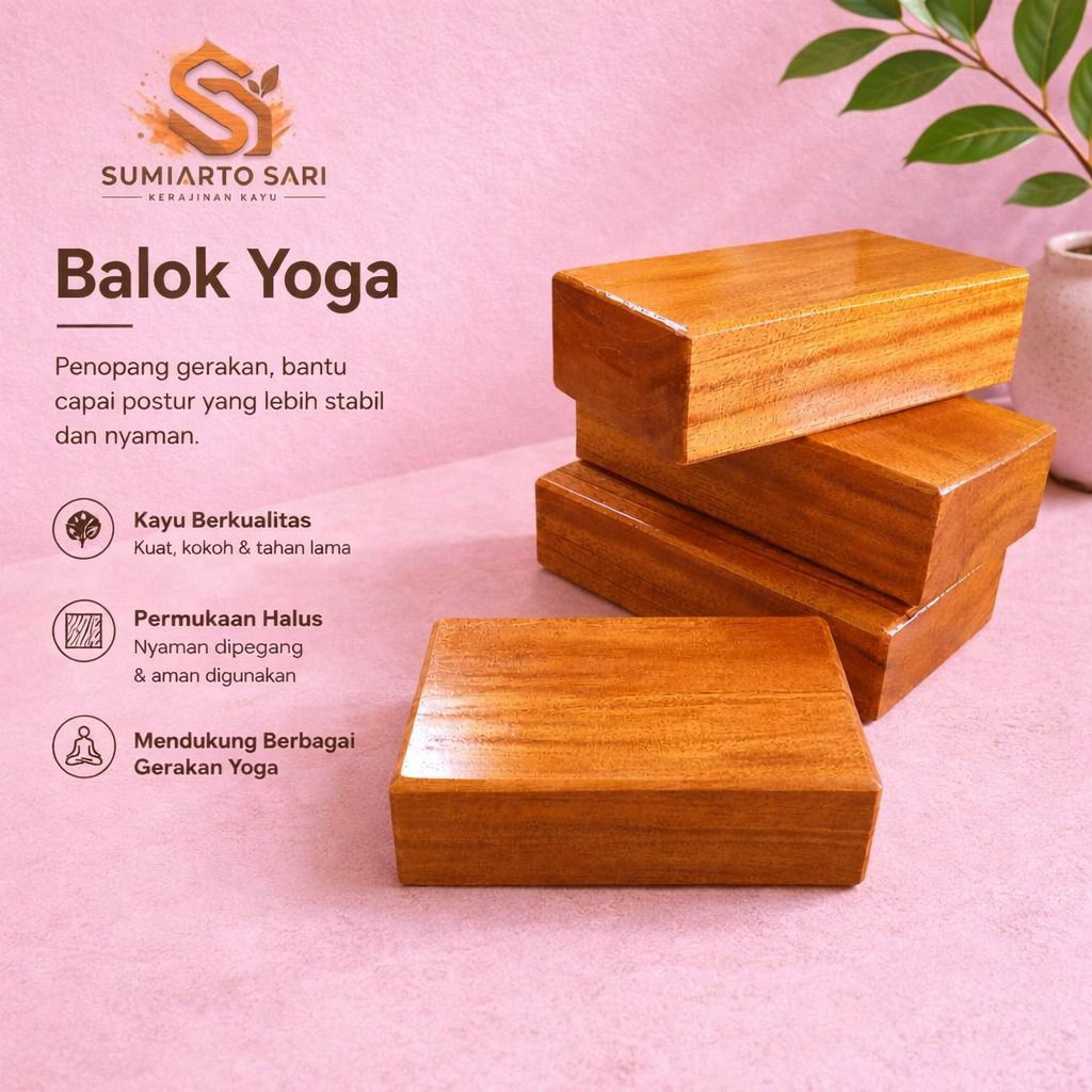 (1 ชิ้น) YOGA BLOCK / MAHOGANY WOODEN YOGA BLOCK
