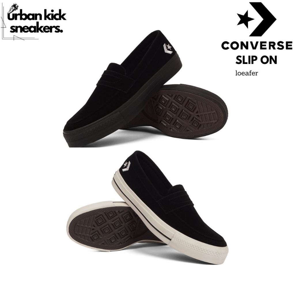 (URBANKS) รองเท้าผ้าใบ Converse Slip On รองเท้าโลฟเฟอร์ Work Casual Daily White Black
