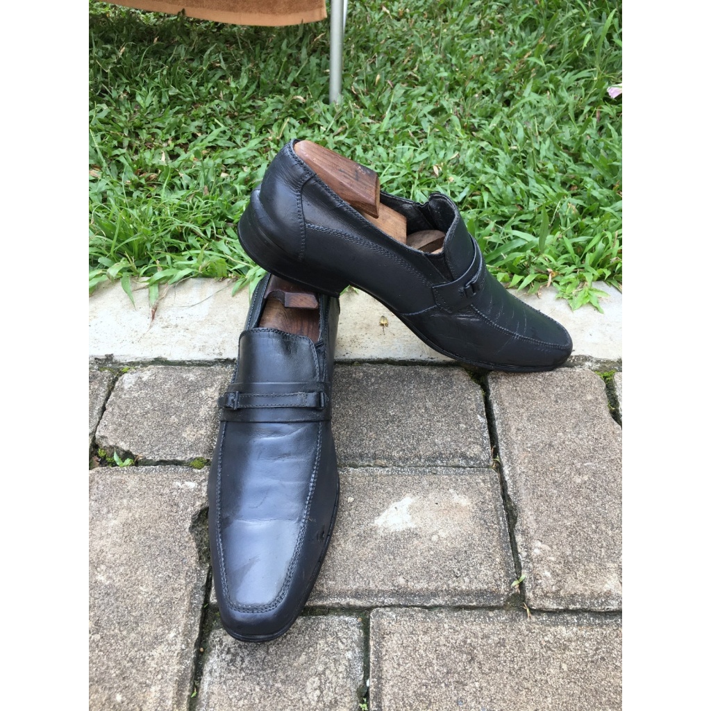 Pedro Loafer Shoes Black Leather Slip On Official Size 44 Jumbo 6/10