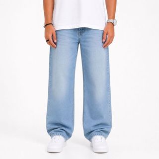 Secretlayer Celana Jeans Pria Baggy Denim Light Blue Loose Fit Celana Jeans Casual Trendy Premium