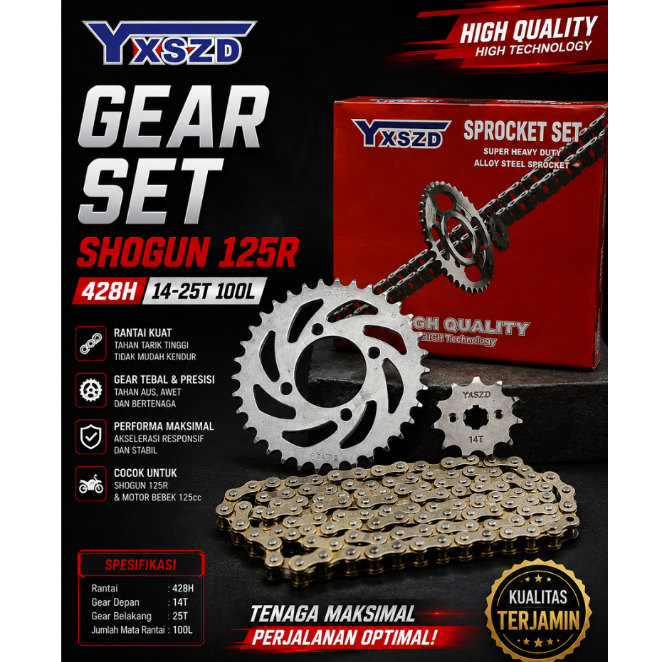 ชุดเกียร์ SHOGUN 125R SHOGUN SP 125 AXLO SMASH TITAN ARASHI 428 14T 35T โซ่ 100L YXSZD