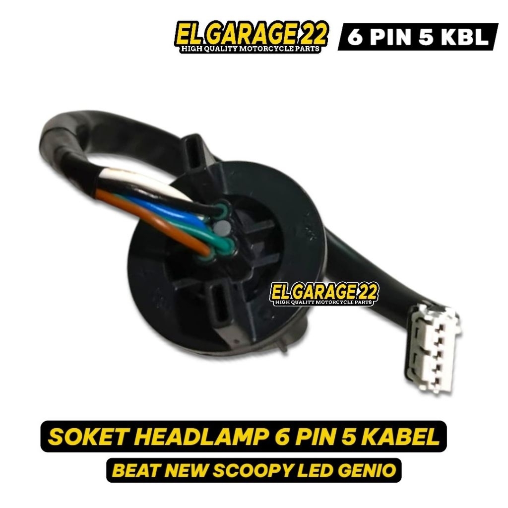 6P HEADLAMP SOCKET + 5P SOCKET - LED ไฟหน้าซ็อกเก็ต BEAT SCOOPY GENIO ใหม่ LED - 6PIN 5 สายซ็อกเก็ต