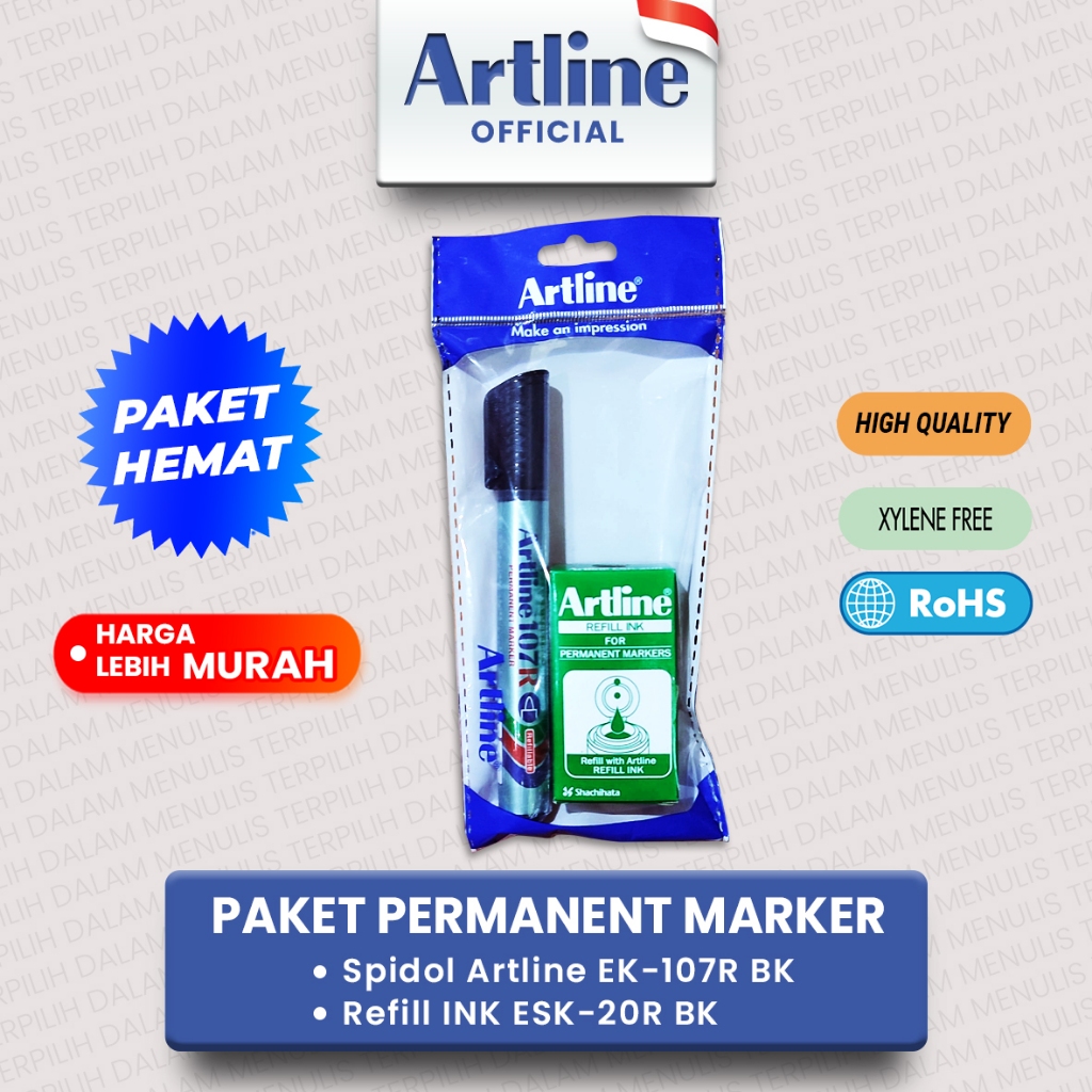 ARTLINE แพ็คเกจมาร์กเกอร์ถาวร EK-107R BK & ESK-20R BK/ EK-109R BK & ESK-20R BK