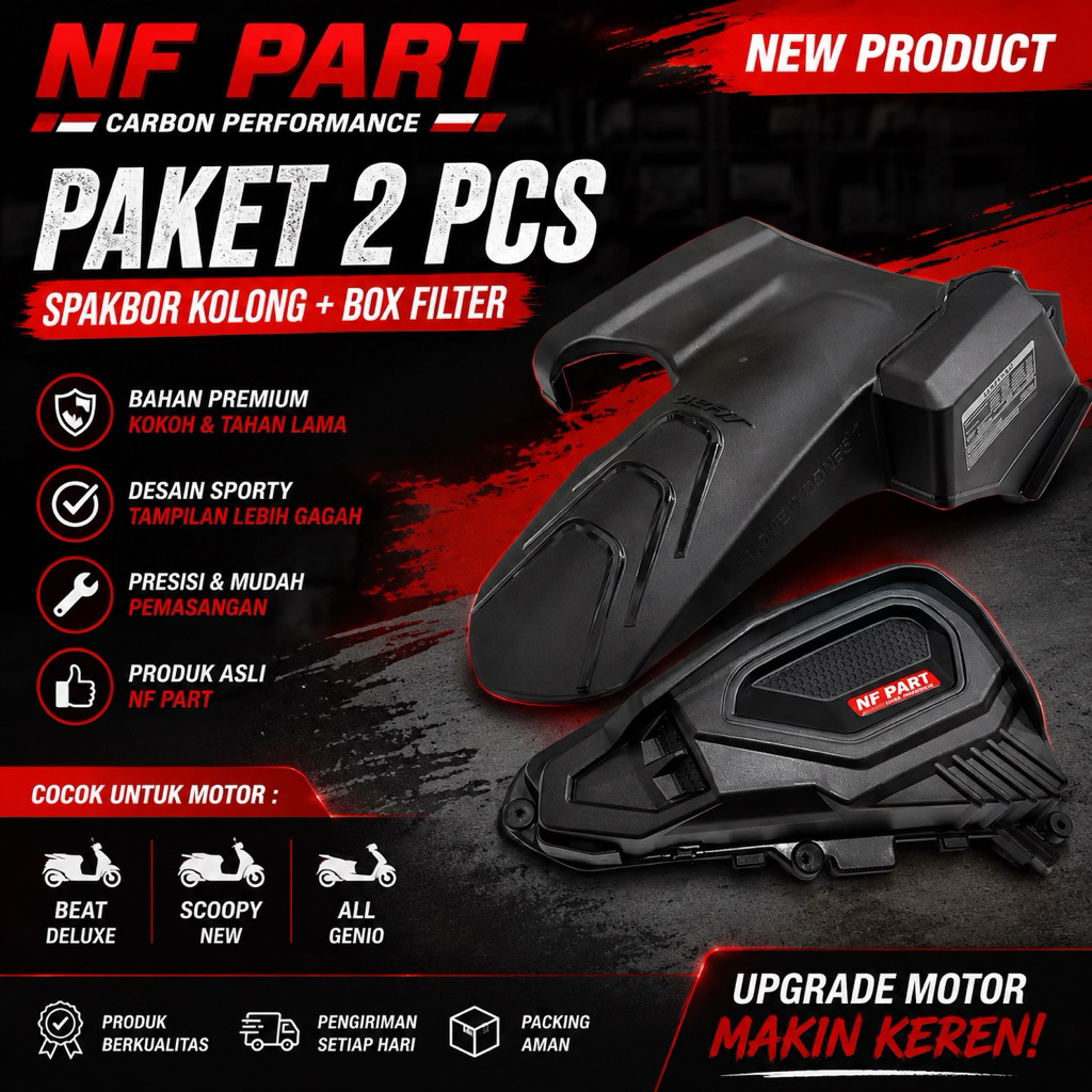 NF PART - 2 ชิ้นกล่องกรอง HUGEERR BEAT DELUX SCOOPY GENIO Fender UNDER COVER FILTER กล่อง