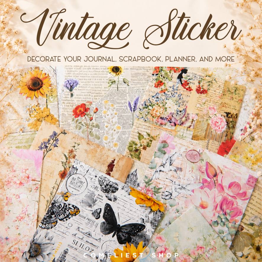 สติ๊กเกอร์วินเทจ JOURNALING SCRAPBOOK AESTHETIC | DECO CRAFT STICKER JUNK JOURNAL TUMBLR