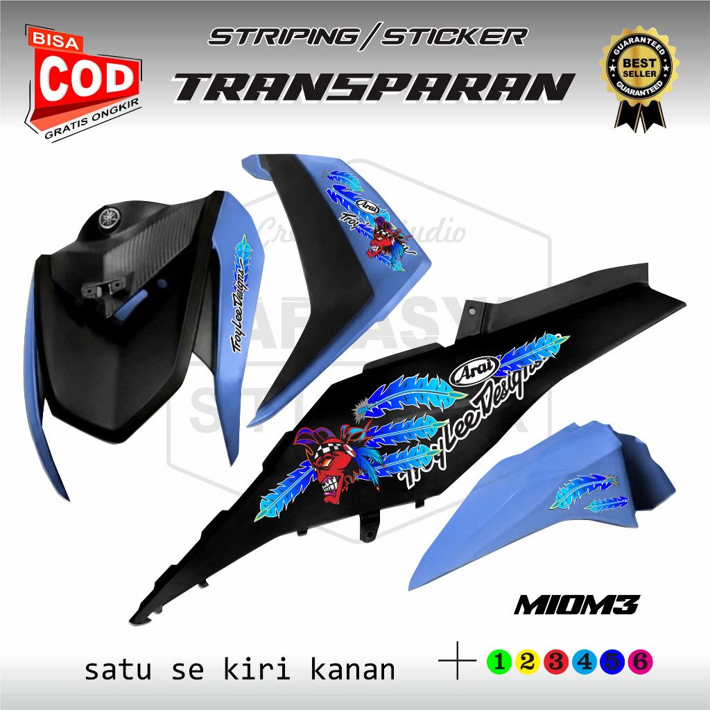 MIO M3 Variation Striping พร้อม motif เรียบง่าย, racing troyy lee โปร่งใส