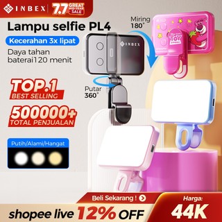 [Atur 360°] INBEX PL4 PRO MINI Lighting konten kecerahan 3000Lux 3 Warna + tahan 2 jam x Lotso Disney  Lampu selfie untuk Kecantikan dan Penggunaan