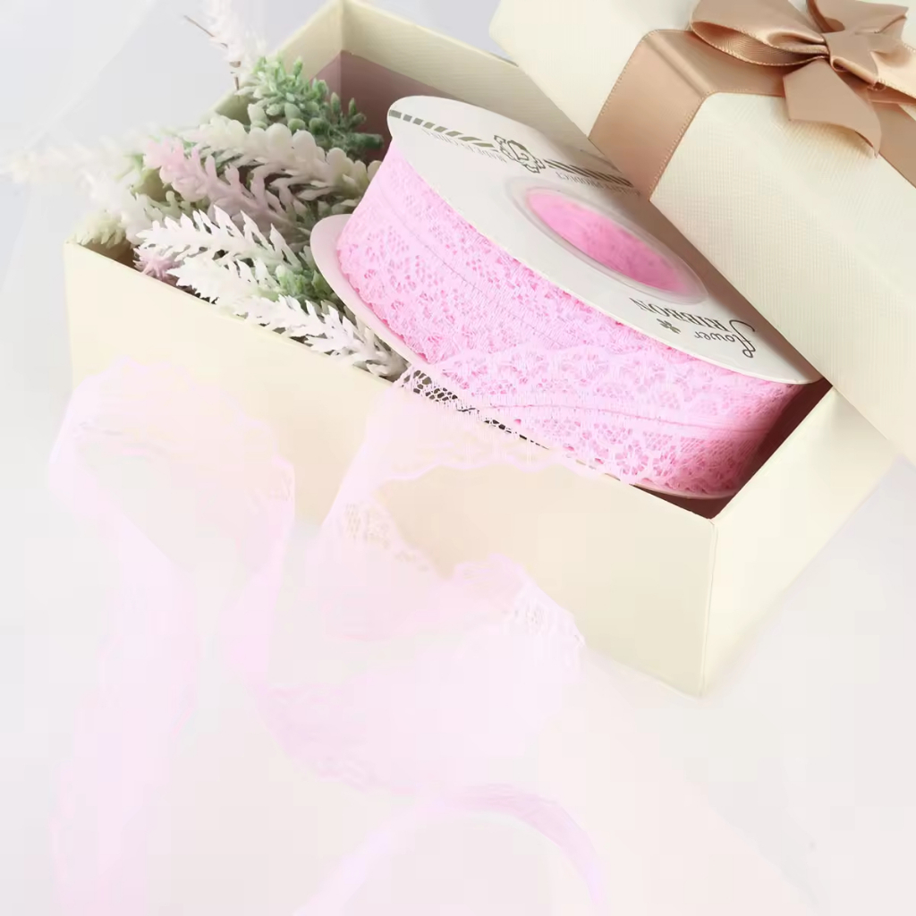 UNIQS (1 เมตร) FLOWER WRAP RIBBON LACE RIBBON KOREAN RIBBON LACE RIBBON 2.5 CM WIDE
