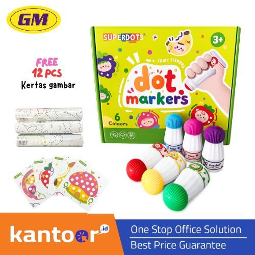 GM DOT MARKER CH2808 - 6 สี | DOT MARKER WASHABLE COLORING PAINTING DRAWING | เครื่องหมายสี 6 สี
