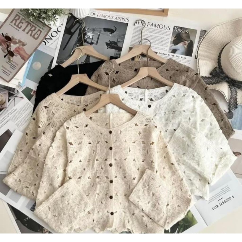 [ใหม่] NEUTRAL TONE FLOWER CROCHET CARDIGAN