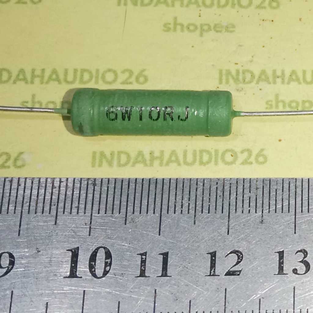 HIJAU 6W10RJ สีเขียว 10R 6W WIREWOUND RESISTORS 10r 6 วัตต์ทองแดงฟุต 10 โอห์ม 6 วัตต์ตัวต้านทาน 10 โ